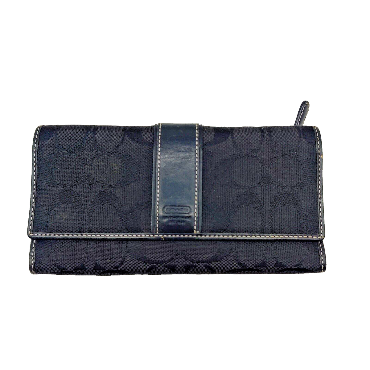 Coach Black Signature Canvas Trifold Wallet With Leather  display picture 1