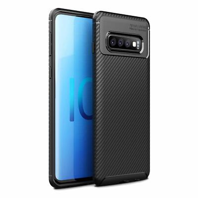 Hülle für Samsung Galaxy S10 Schutzhülle Silikon Slim Case Schwarz Carbon Optik