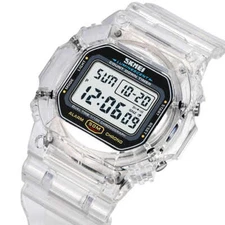 5atm Waterproof Men Women Teenager Boys Girls Transparent Date Alarm Wristwatch