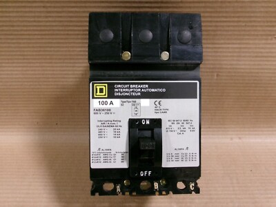 Square D FAB FAB36100 100 Amp 3 Pole 600V Circuit Breaker FLAWED