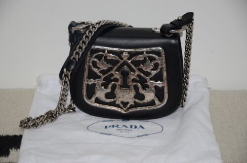 PRADA FW1998 Metal Handle Bag Black Leather Authentic Pre PRADA FW1998 Metal Handle Bag Black Leather Authentic Pre