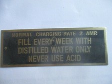 Nameplate brass sign HD Harley Davidson WW 2 WLA battery fill every week