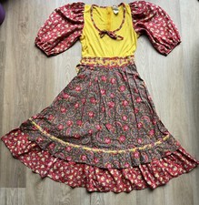 Vtg 1970's Patchwork Calico Floral Cotton Prairie Dress Skirt Sz 9