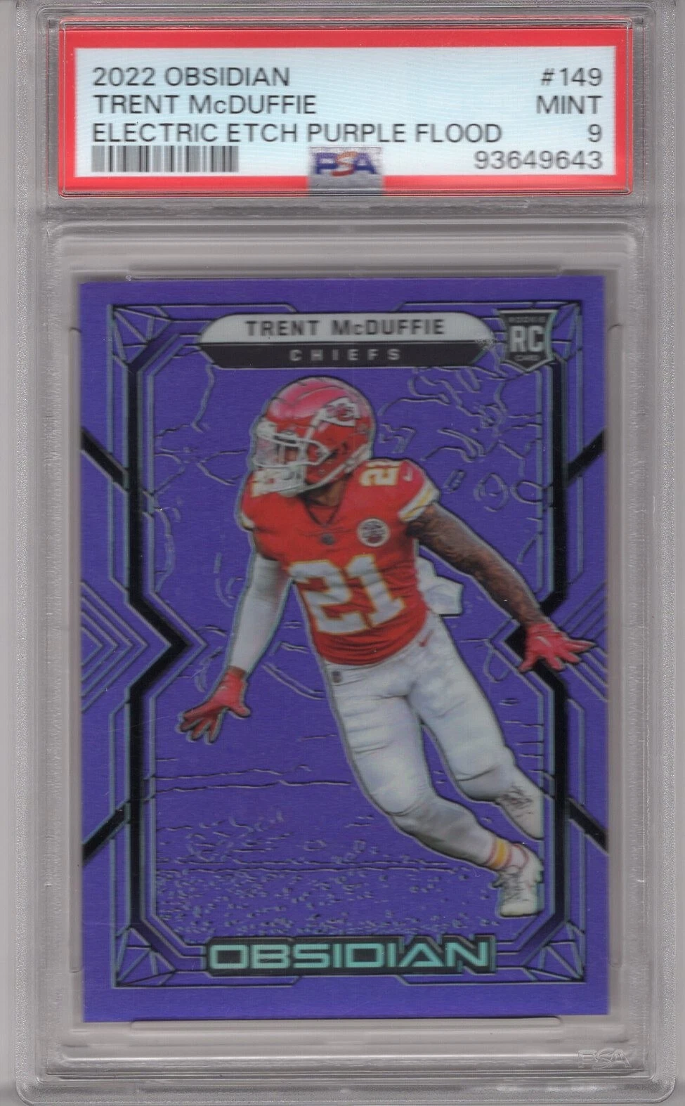 Trent McDuffie Panini Obsidian #149 Electric Etch Purple Flood