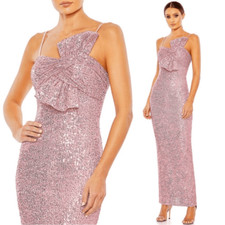NWT Mac Duggal Sequined Strapless Faux Bow Column Gown Rose Pink 11284 Sz 4