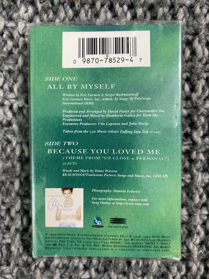 Cassette Tape Single New Sealed 1990 Celine Dion. All By Myself. Because You Lov - Image 2 of 3