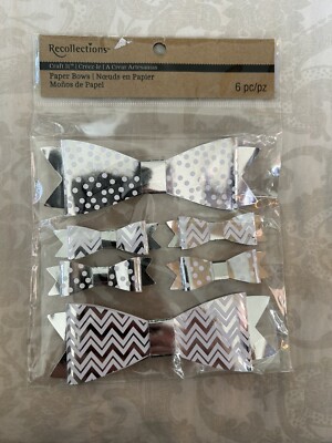 Reflections Craft It Paper Bows Silver Polka Dot New