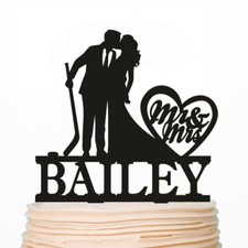 Hockey Wedding Cake Topper Custom Mr and Mrs Bride and Groom Hockey Topper
