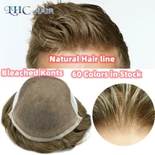 Lyrical Hair French Lace Front Mens Toupee PU Human Hair Replacement System Wigs