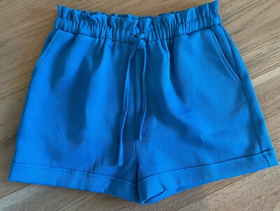 Glam Ladies Paperbag Shorts Electric Blue Size Medium