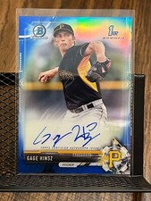 GAGE HINSZ 2017 BOWMAN CHROME BLUE PRIZM REFRACTOR ROOKIE AUTOGRAPH AUTO RC /150