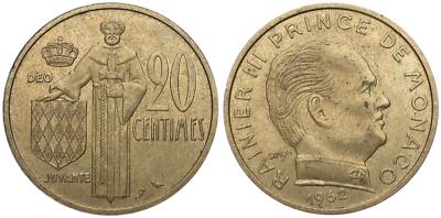 Monaco - 20 Centimes - Rainer III 1962-1995 - KM# 143 - verschiedene Jahrgänge