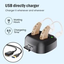 JINGHAO Hearing Aids Rechargeable Invisible BTE Ear Aids with Charger Dock