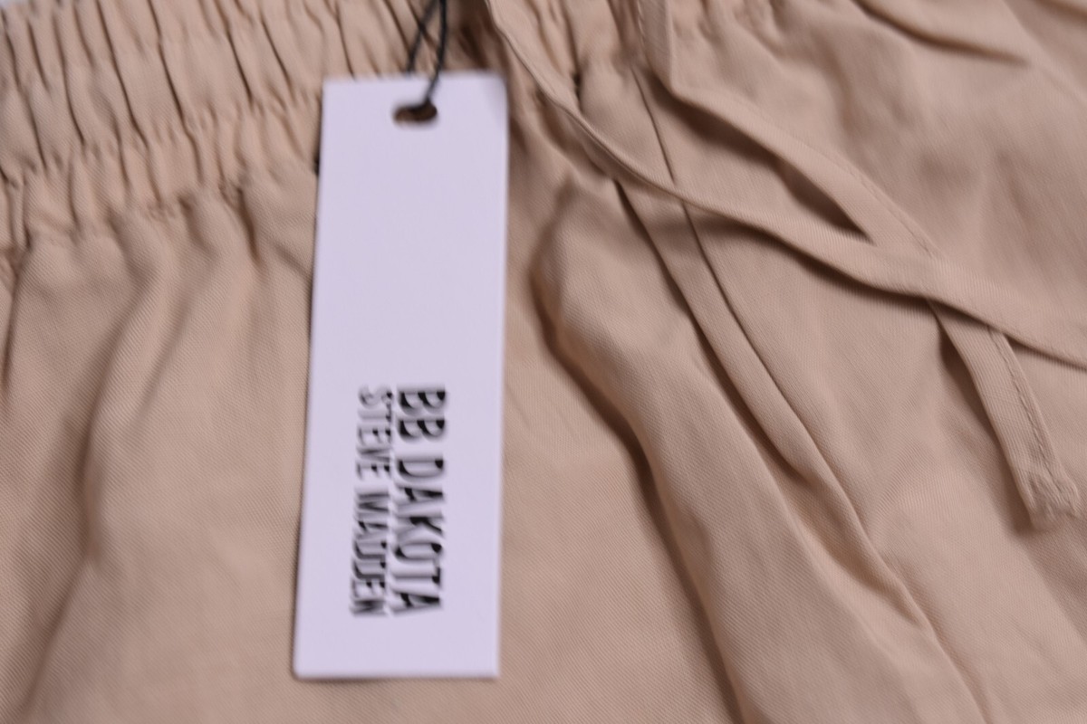 Steve Madden Womens Khaki Linen Cotton Blend Fringe Shorts S