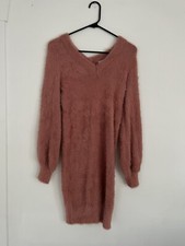 Fashion Nova Womens Rose Blush Soft Fuzzy Dress Mini Body Con Medium Stretchy