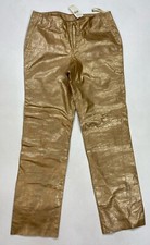 VINTAGE Banana Republic Leather Pants Women Size 4 Gold Shinny 90s