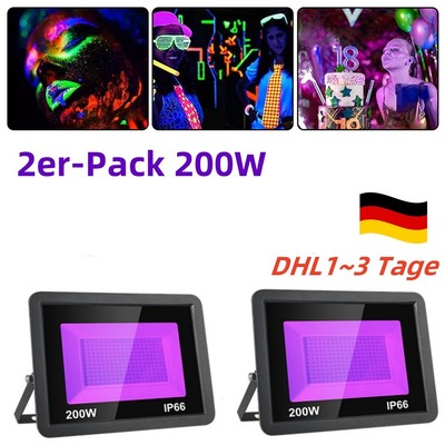 2PCS 200W UV LED Schwarzlicht Flutlicht Wasserdicht Spotlight Holiday Party DHL