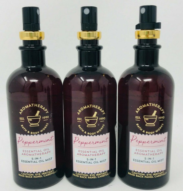 3 BATH & BODY WORKS AROMATHERAPY PEPPERMINT 5IN1 ESSENTIAL OIL MIST 5