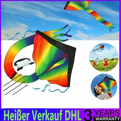 Rainbow Kite 100M Drachenschnur und Spannweite Großer Kinder Drachen 210T NEU