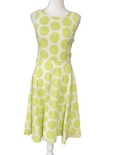 Talbots Dress Womens 8 Petite Polka Dot Linen Sleeveless Tie Back Summer