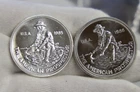 (2) 1985,1986  Engelhard 1 oz Prospector Silver Rounds Nice Unc..