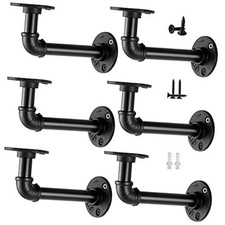 Industrial Pipe Shelf Brackets for 8 10 12 14 6 Pcs  for board depth 7"-14" 