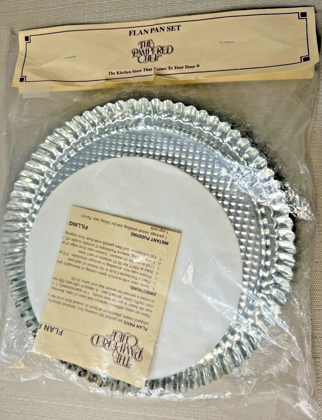 Vintage Pampered Chef Flan Pan Set 2 Tart Quiche Pans w Inserts NIP