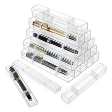 80 Pack Clear Pen Gift Box, Single Clear Plastic Pen Case Container