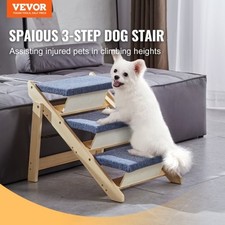 Wooden Pet Steps, Convertible 2-in-1 Dog Staircase  Ramp for Access to Be