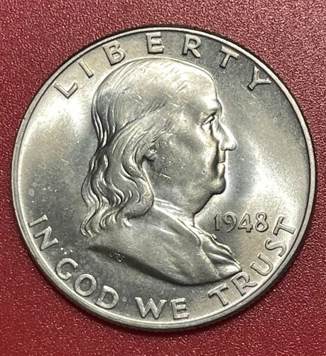 1948 P Franklin Silver Half Dollar, Choice to Gem Uncirculated, FBL.