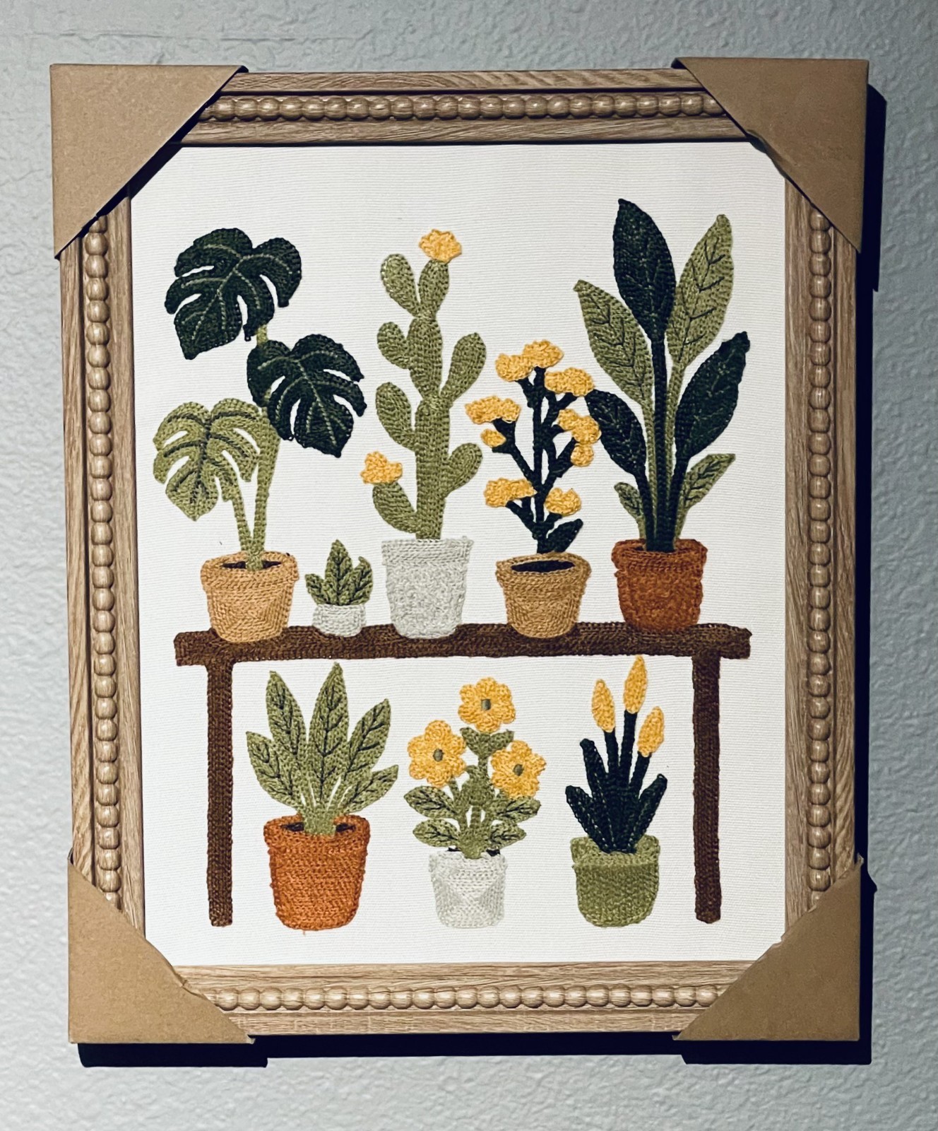 New BP Home Woven Embroidery Textile Wall Art Houseplants 12”x 15"