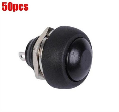 50Pcs Black Mini Switch 12Mm Waterproof   Push Button Switch 250V 1A   #fb