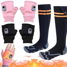 Unisex Heated Gloves Portable Fingerless Heating Gloves Outdoor Heating Socks