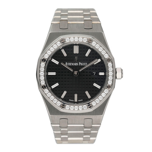 Audemars Piguet Royal Oak 67651ST Diamond Black Dial Ladies Watch