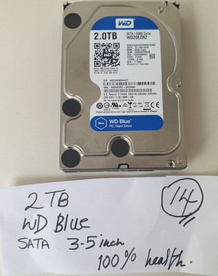 2TB WD Blue WD20EZRZ-00Z5HB0 B 3,5'' Desktop Festplatte SATA HDD / 100% Health