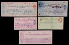 5x Cheques from Great Britain (Barclays - Westminster Bank) (9Z2) - BL-Y
