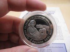 BULLION Royal Mint Silver Proof 1995 Alderney £5 Five Pound Coin 1oz Queen Mum 91.88 per troy oz