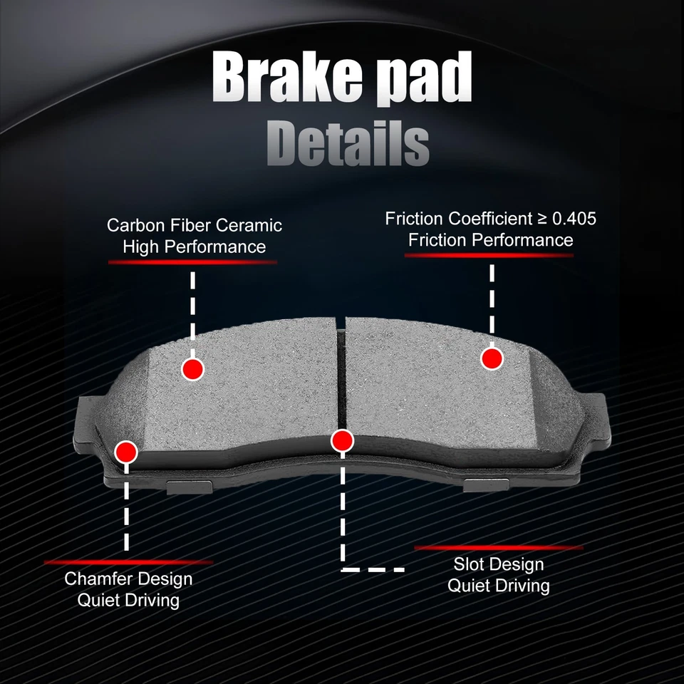 Front & Rear Low Dust Ceramic Brake Pads Fit for Volkswagen Passat 2016-2017 - Imagem 2 de 4