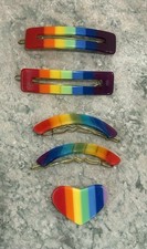 Lot of 5 Vintage 80's RAINBOW Hair Clip/Barrettes