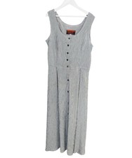 Baboo Vintage Maxi Dress Grey Pinstriped Size 8 XS