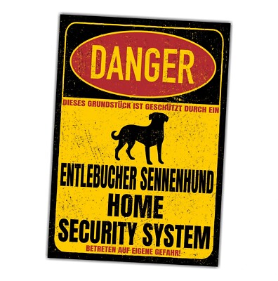 Entlebucher Sennenhund Dog Schild Danger Security System Türschild Hundeschild W