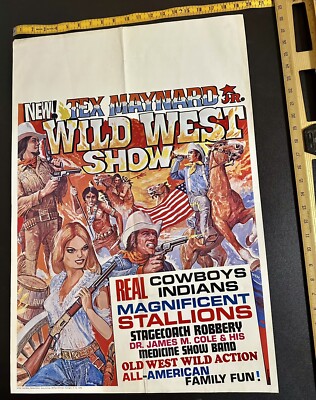 Original 20x29 Tex Maynard Jr Wild West Show Poster 