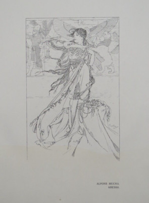 Rare Alfons Mucha Egyptian Goddess Art Nouveau Print 1903 Morave