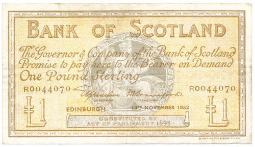 Bank of Scotland Scotland 1 Pound 1952