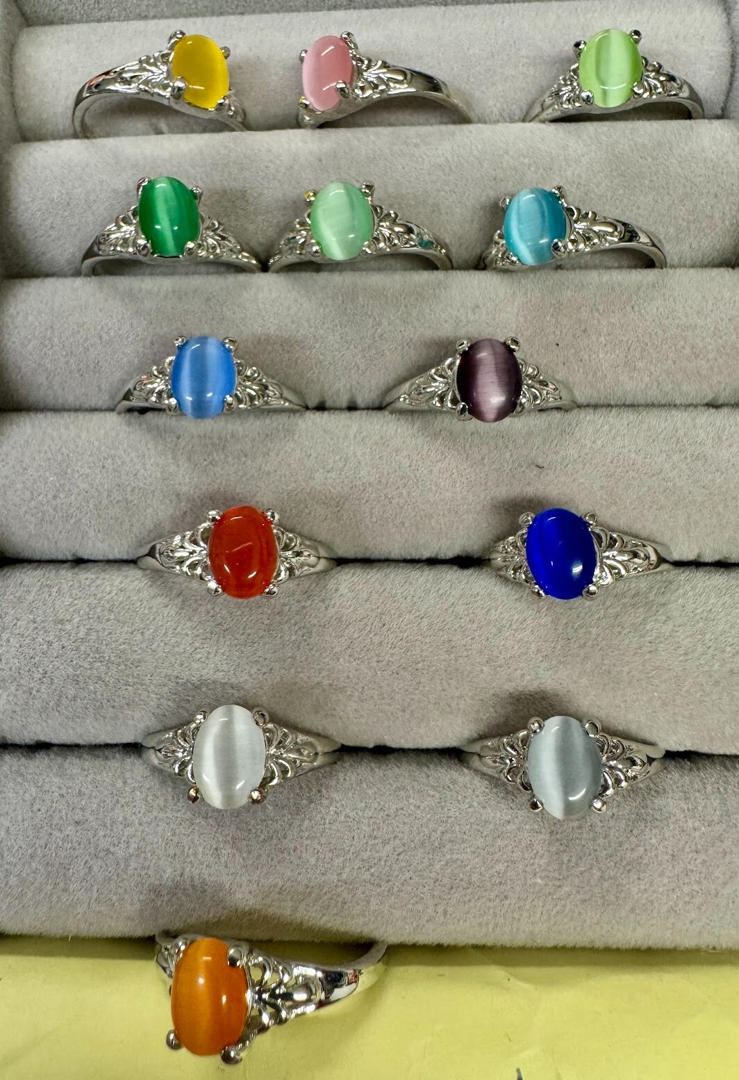 Assorted Tiger Eye Stone Silver Tone Ring