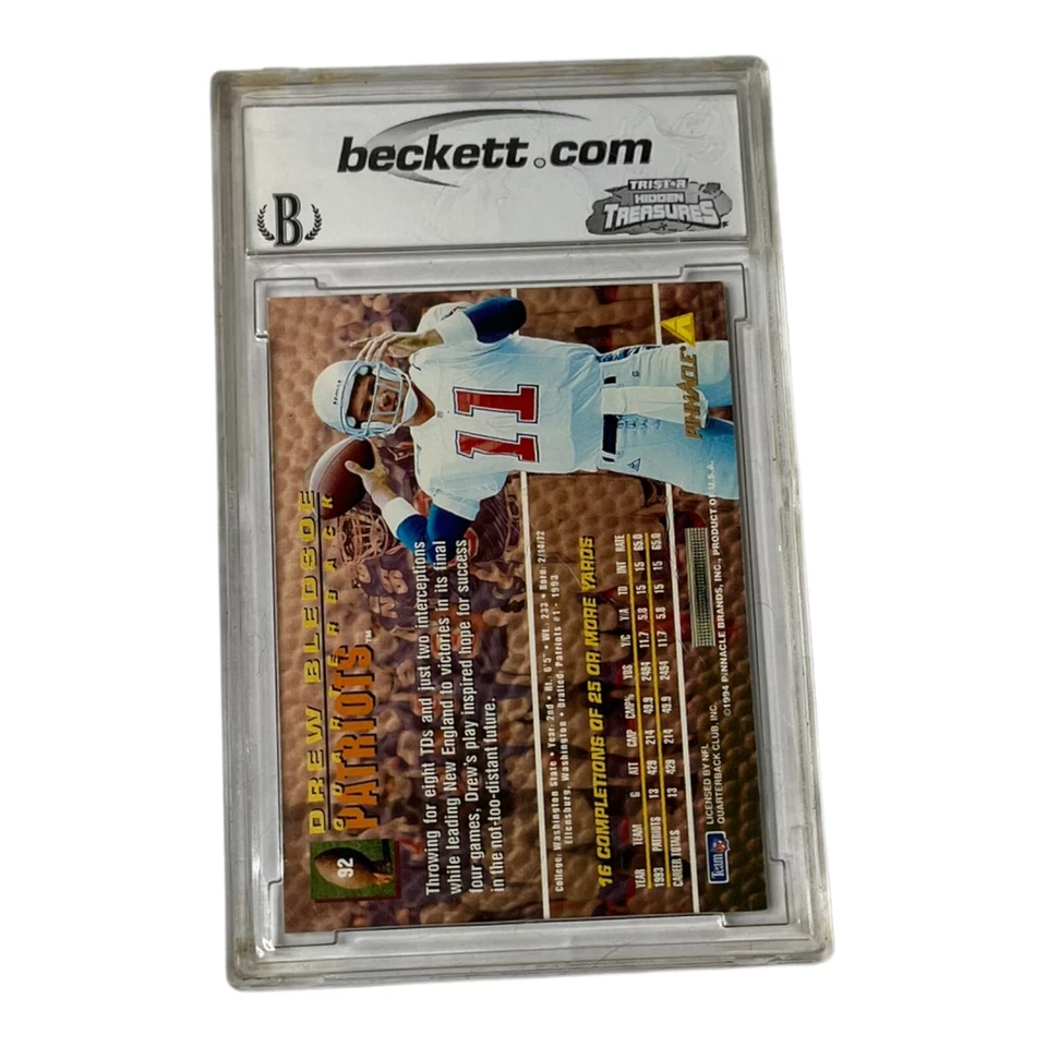 1994 Pinnacle #92 Drew Bledsoe BCCG 10 New England Patriots - Image 2 of 2