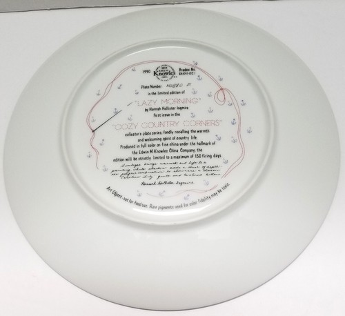 Knowles Cozy Country Corners LAZY MORNING plaque collector chatons 1990 numérotée - Photo 6/11
