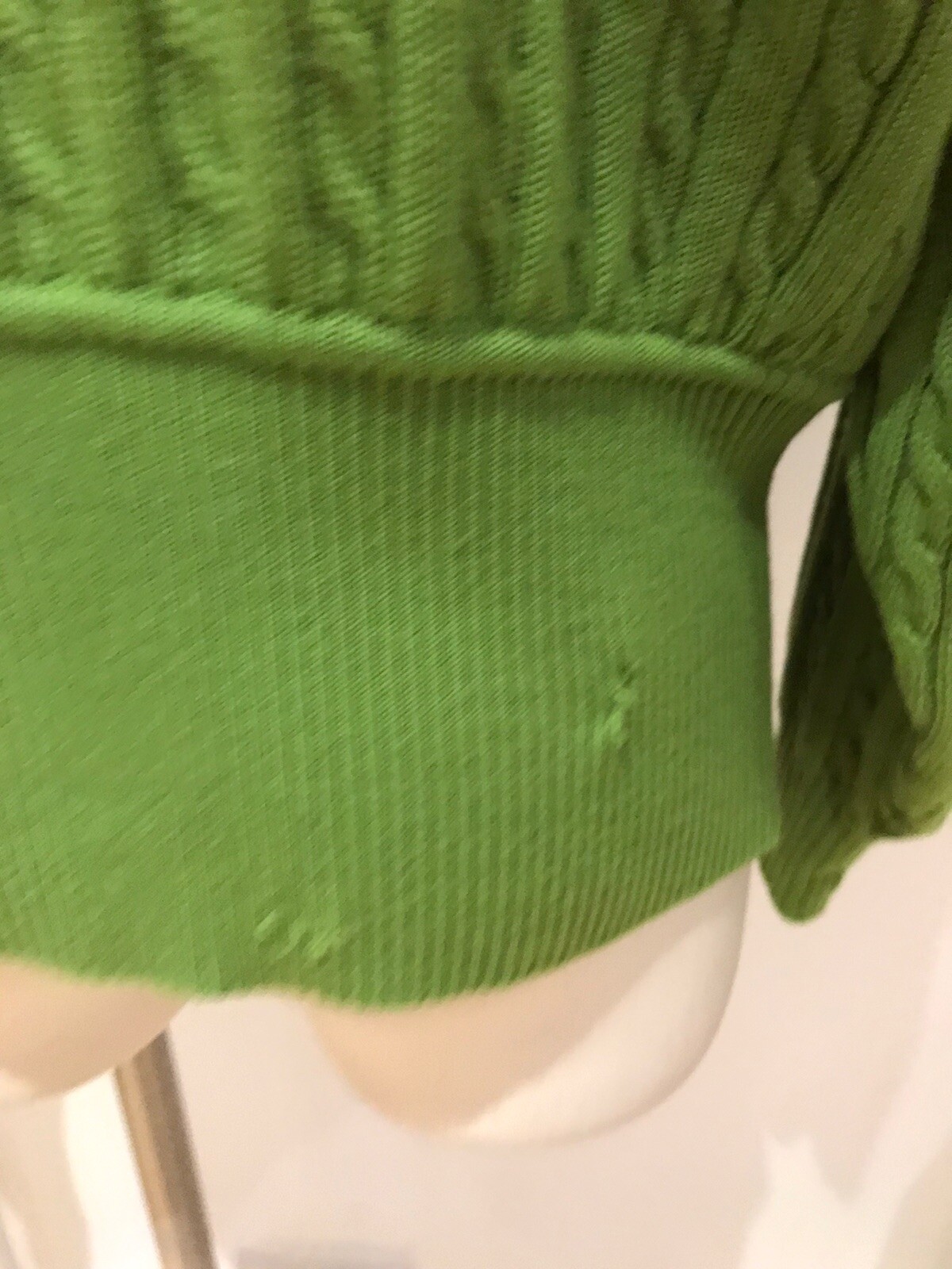 CELINE Paris Green Pure Wool Cardigan, Size 46 Gold Buttons, with repairs  9