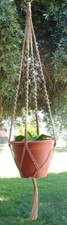 MACRAME Plant Hanger 60 inch Deluxe Style with BEADS - All Natural JUTE
