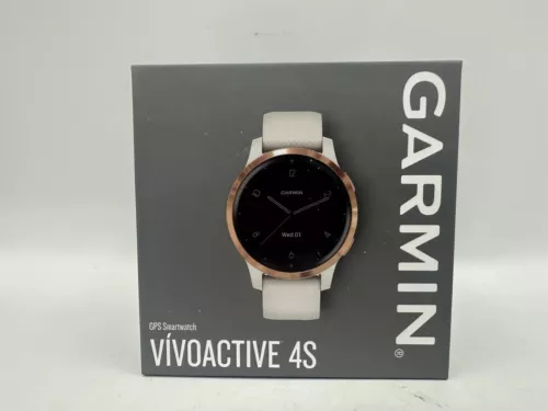 Garmin vivoactive 4S Smartwatch White/Rose Gold Stainless Steel GPS Fitness NEW